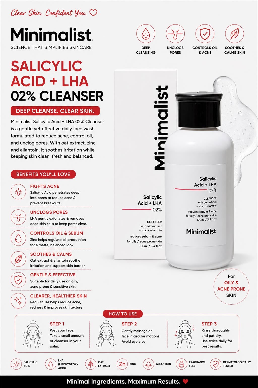 Minimalist Salicylic Acid + LHA 2% Cleanser